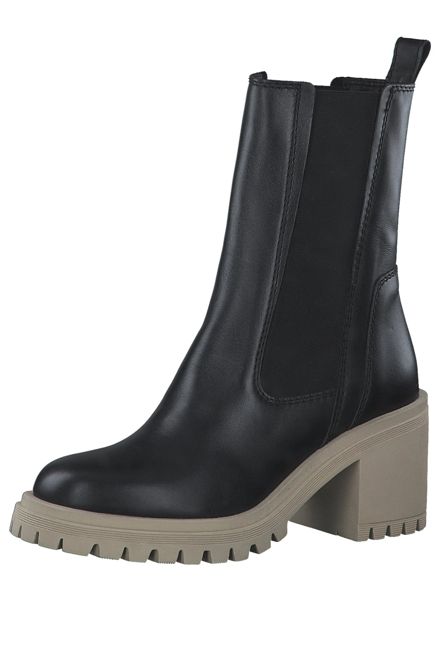 Tamaris Enkellaarsjes Met Plateauzool - Black Beige 2 Tamaris Enkellaarsjes Met Plateauzool - Black Beige - Afbeelding 2